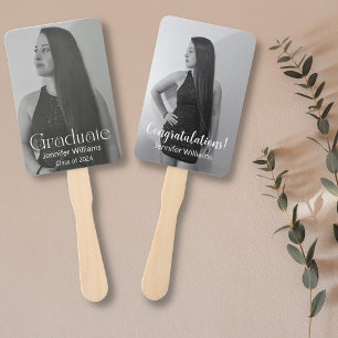 graduation 2025 ,two photos  modern script simple hand fan