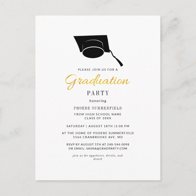 Graduation 2025 Typography Grad Party Invitation Postcard (Front)