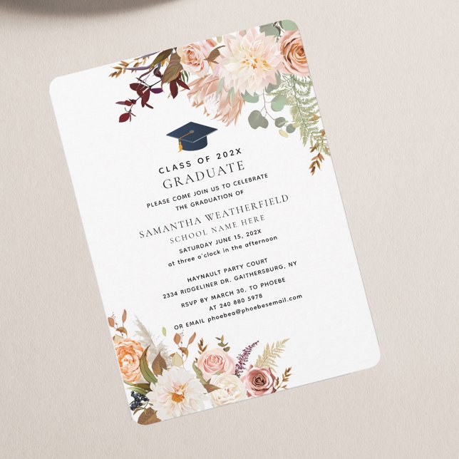 Graduation 2025 Watercolor Floral Grad Party Invitation (Floral 2024 Graduation Party Invitation)