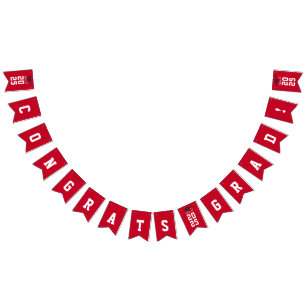 Graduation 2026 Congrats Grad Red White Bunting