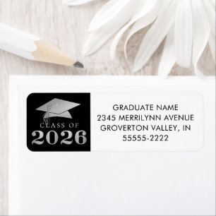 Graduation 2026 Elegant Black Faux Silver Foil