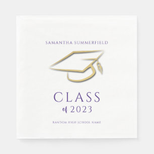 Graduation 2026 Gold Cap Grad Typography Party Napkin