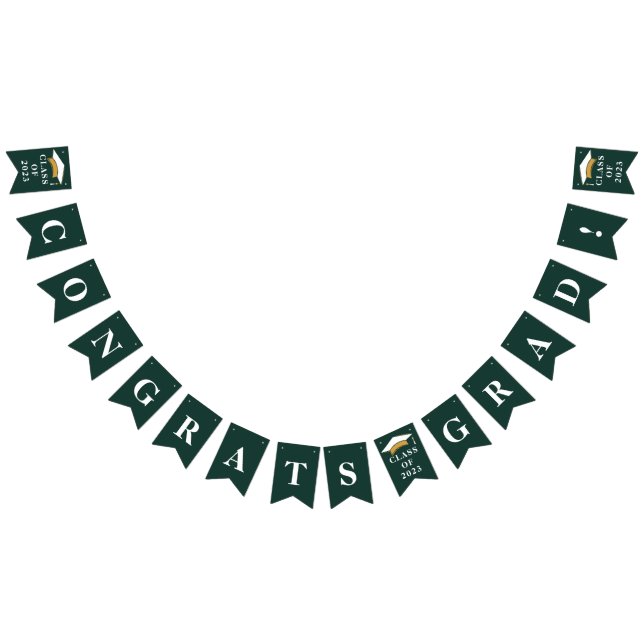 Graduation 2026 Grad Green White Bunting (All)