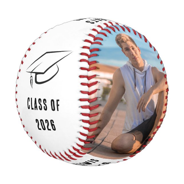 Graduation 2026 Grad Photos Custom Baseball (Angled)
