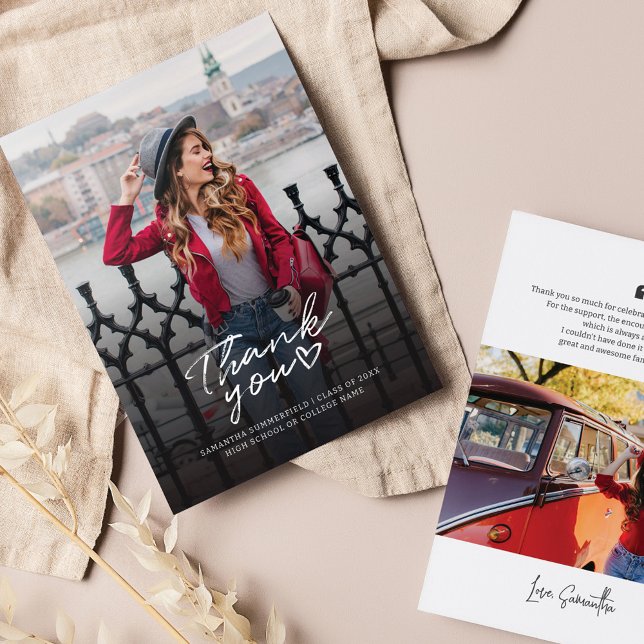 Graduation 2026 Graduate Photos Thank You Card (Graduation Party Grad Photos Thank You Card)
