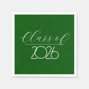 Graduation 2026 Green and White Napkins