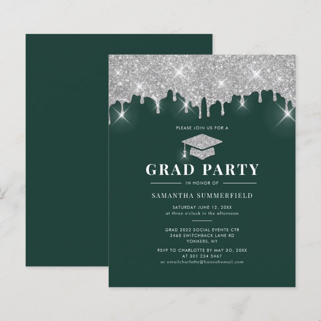 Graduation 2026 Green Grad Party Invitation (Front/Back)