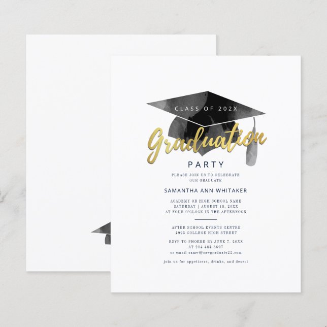 Graduation 2026 Minimalist Grad Party Invitation (Front/Back)