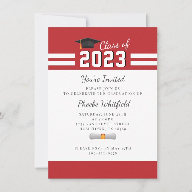 Graduation 2026 Modern Red Party Invitation (Front)