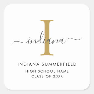Graduation 2026 Monogram Script Grad Square Sticker