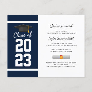 Graduation 2026 Navy Blue Modern Party Invitation