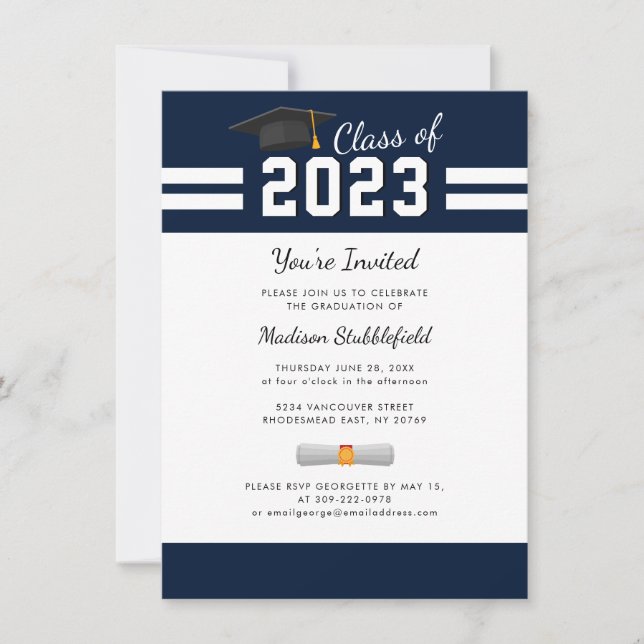 Graduation 2026 Navy Blue Simple Invitation (Front)