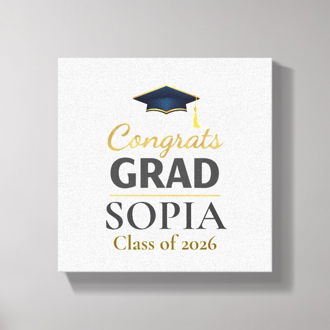 Graduation 2026 Personalised Congrats Grad Canvas Print (Front)