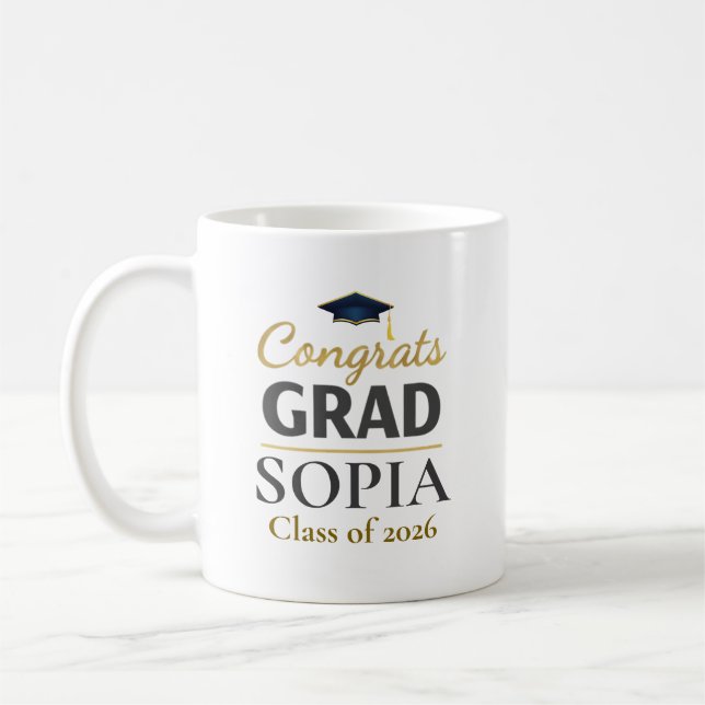 Graduation 2026 Personalised Congrats Grad Coffee Mug (Left)