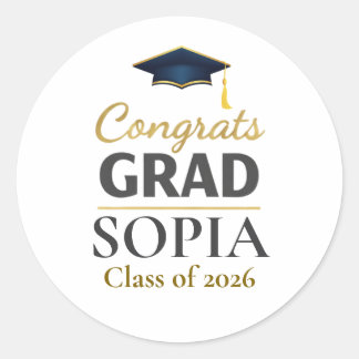 Graduation 2026 Personalized Congrats Grad Classic Round Sticker