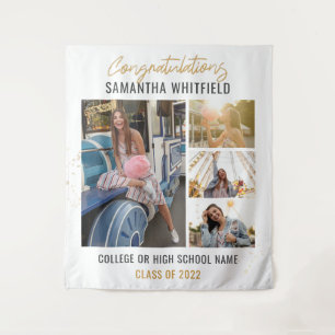 Graduation 2026 Photo Collage Grad Party Backdrop Tapestry