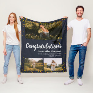 Graduation 2026 Photo Collage Graduate Keepsake Fleece Blanket