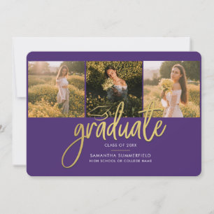 Graduation 2026 Photo Collage Script Purple Gold Announcement