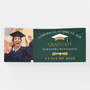 Graduation 2026 Photo Green Graduate Party Banner