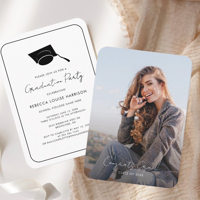 Graduation 2026 Photo Script Mini Party Invitation (Graduation 2025 Photo Script Mini Party Invitation)
