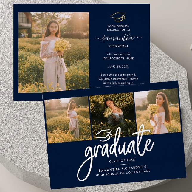 Graduation 2026 Photos Elegant Silver (Graduation 2025 Photos Elegant Silver Foil Invitation)