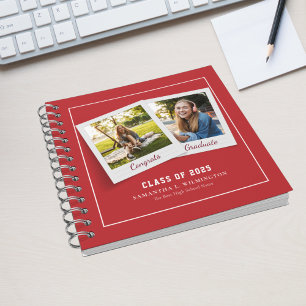 Graduation 2026 Photos Grad Party Red Guest Notebook