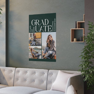 Graduation 2026 Photos Green and White Graduate Poster