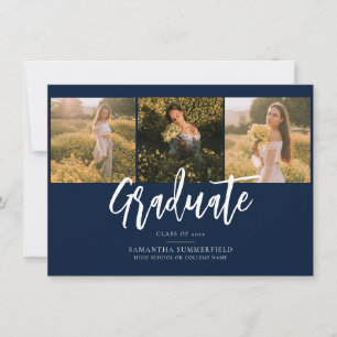 Graduation 2026 Photos Navy Blue Grad Announcement