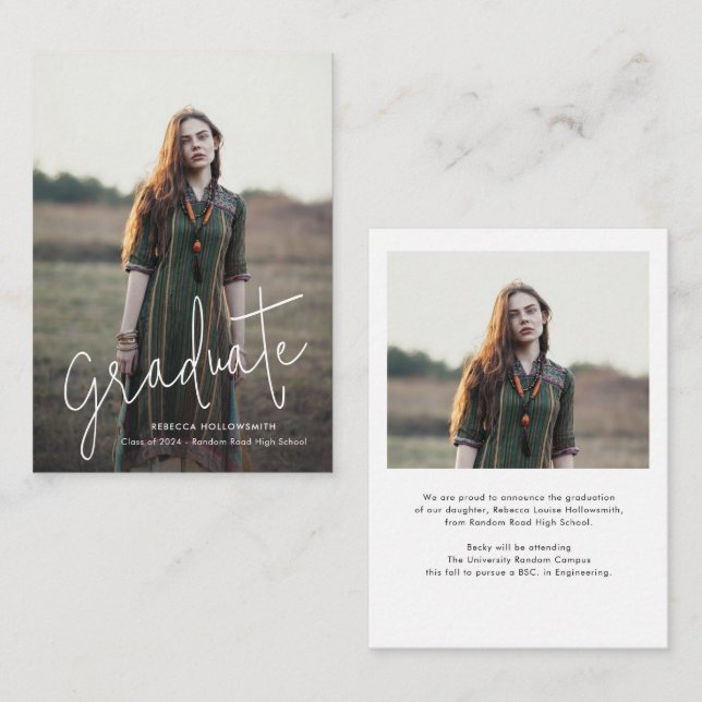 Graduation 2026 Script Photo Grad Announcement (Front/Back)