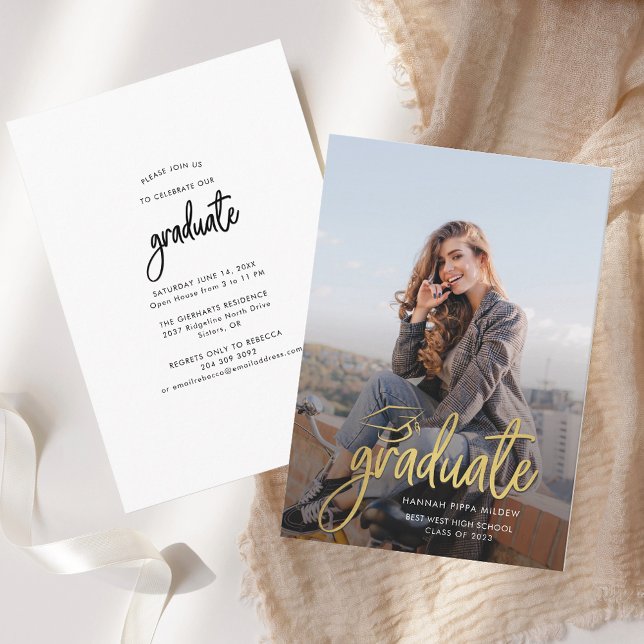 Graduation 2026 Script Photo Grad Party Invitation (Graduation 2025 Script Photo Grad Party Invitation)