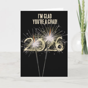 Graduation 2026 Sparklers On Black   Card