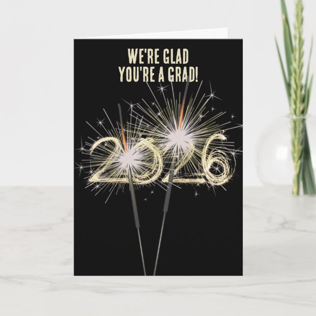 Graduation 2026 Sparklers On Black   Card (Front)