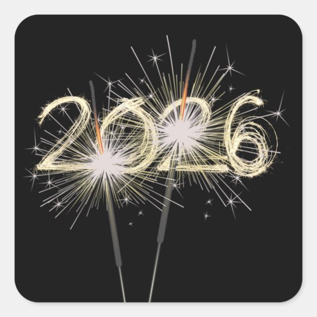 Graduation 2026 Sparklers On Black Square Sticker (Front)