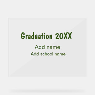 Graduation 20XX add year name school green modern  Acrylic Sign
