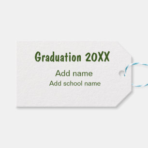 Graduation 20XX add year name school green modern  Gift Tags