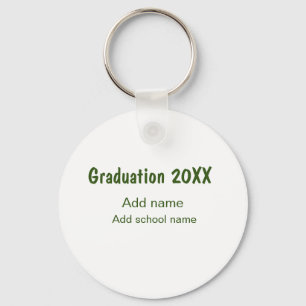 Graduation 20XX add year name school green modern  Key Ring