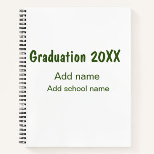 Graduation 20XX add year name school green modern Notebook