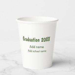 Graduation 20XX add year name school green modern Paper Cups