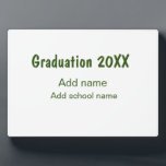 Graduation 20XX add year name school green modern  Plaque<br><div class="desc">design</div>