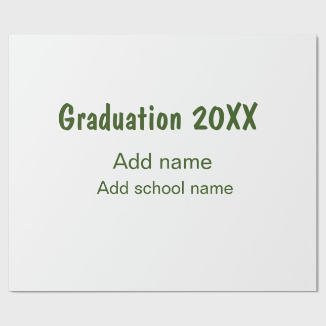 Graduation 20XX add year name school green modern  Wrapping Paper (Flat)