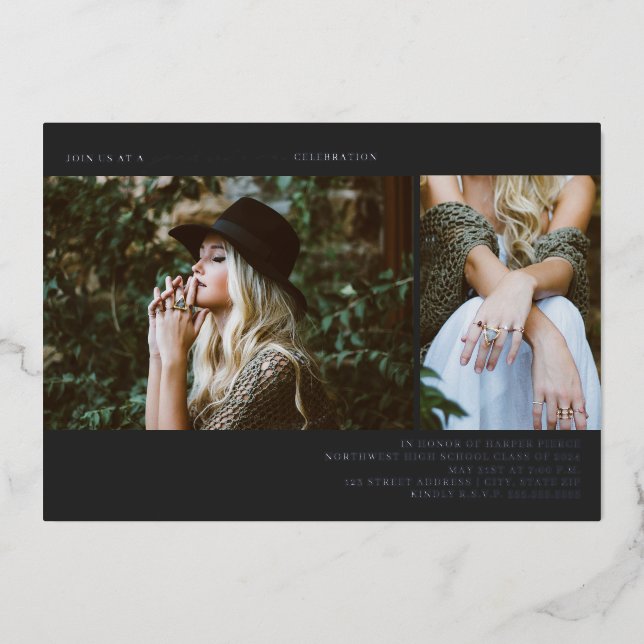 Graduation 2 Photo Line Art Dark Grey (Front)