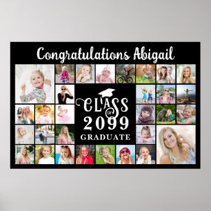 Graduation 30 Photo Collage Class Year Keepsake Poster