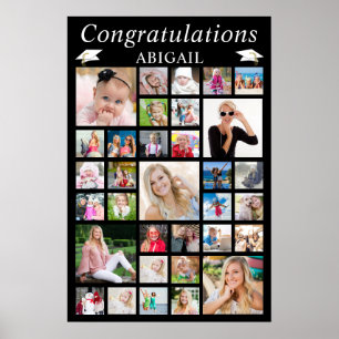 Graduation 33 Photo Collage Simple Custom Poster