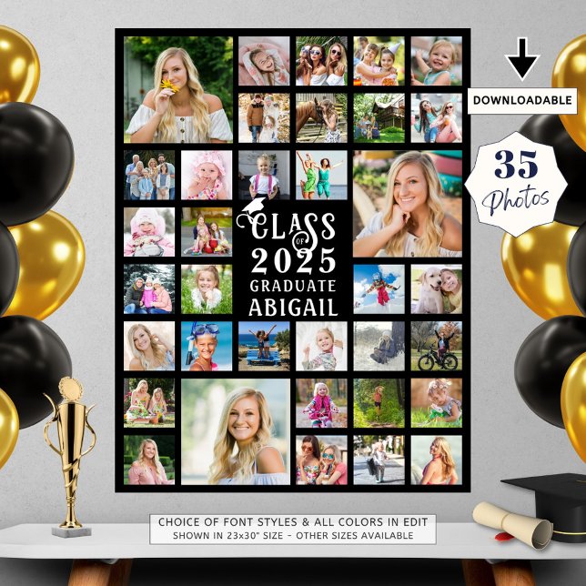 Graduation 35 Photo Collage Class of Year Graduate Poster (Creator Uploaded)