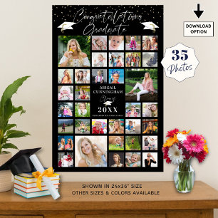 Graduation 35 Photo Collage Script Custom Colour Poster