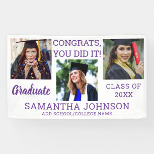 Graduation 3 Photo Purple  Congrats Graduate 2025  Banner