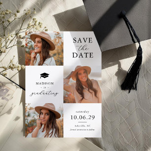 Graduation 3 Photo Save The Date Card