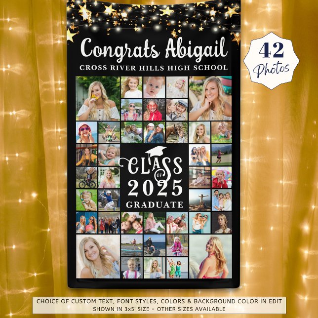 Graduation 42 Photo Collage Script Class Year Banner (Creator Uploaded)