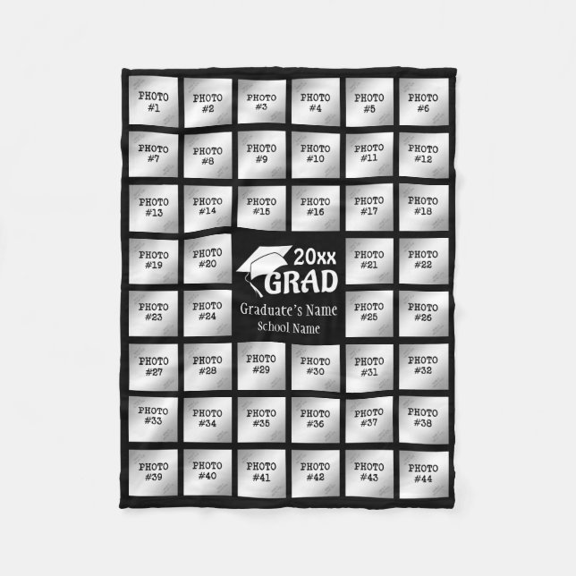 Graduation 44 Photo Collage (for Dark Background) Fleece Blanket (Front)
