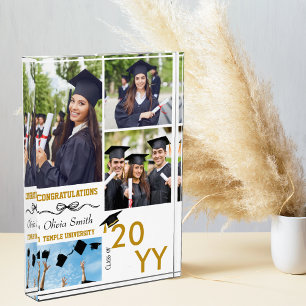 Graduation 4 Custom Photo,Graduate & BFF,Gold Text Photo Block